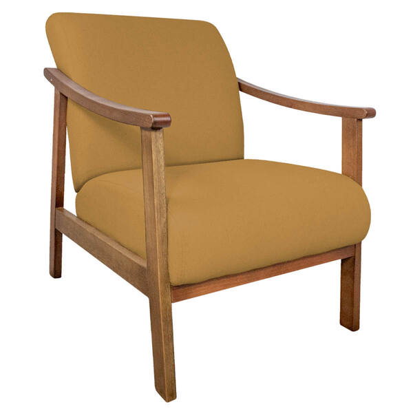 Poltrona Liz Base Madeira Suede Mostarda - Amarena Móveis