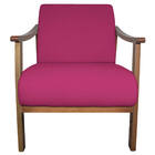 Poltrona Liz Base Madeira Suede Pink - Amarena Móveis