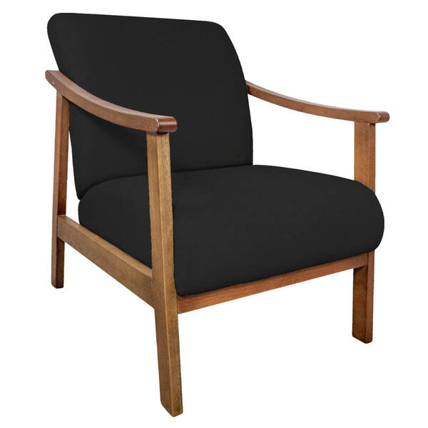 Poltrona Liz Base Madeira Suede Preto - Doce Sonho Móveis