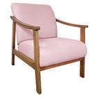 Poltrona Liz Base Madeira Suede Rosa Bebê - Doce Sonho Móveis