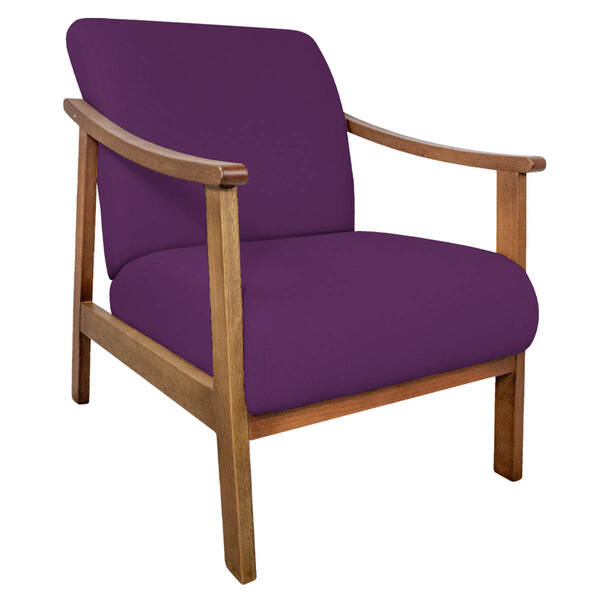 Poltrona Liz Base Madeira Suede Roxo - Amarena Móveis