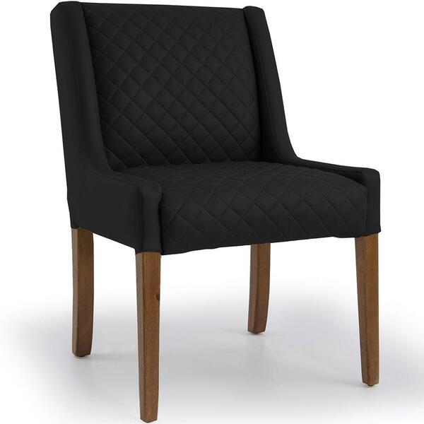 Poltrona Lolla Base De Madeira Matelassê Corano Preto