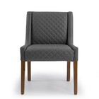 Poltrona Lolla Corano Cinza C-03 Matelassê Base De Madeira -