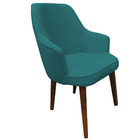 Poltrona Lorem Suede Azul Turquesa Pés Chanfrado Tabaco C05 -