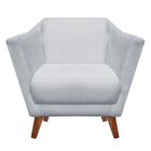 Poltrona Lorena Suede Cinza Pés Chanfrado - D'rossi