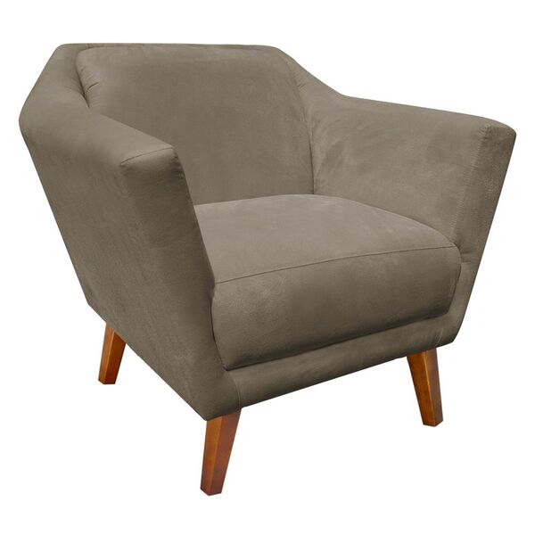 Poltrona Lorena Suede Marrom Rato Pés Chanfrado - D'rossi