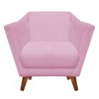 Poltrona Lorena Suede Rosa Bebê Pés Chanfrado - D'rossi