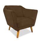 Poltrona Lorena Veludo Marrom Pés Chanfrado - D'rossi