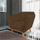 Poltrona Lorena Veludo Marrom Pés Chanfrado - D'rossi