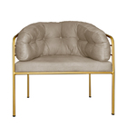 Poltrona Louise Cappuccino Base Metal Dourada - Vallisa Decor