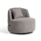 Poltrona Lua Bouclé Cinza E Dourada