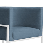 Poltrona Luana Base Branca Linho Cores - Ds Estofados - Azul