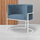 Poltrona Luana Base Branca Linho Cores - Ds Estofados - Azul