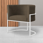 Poltrona Luana Base Branca Linho Cores - Ds Estofados - Cacau