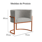 Poltrona Luana Base Em Metal Bronze Linho Cores - Ds Estofado