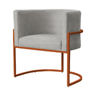 Poltrona Luana Base Em Metal Bronze Linho Cores - Ds Estofado