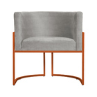 Poltrona Luana Base Em Metal Bronze Linho Cores - Ds Estofado