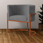 Poltrona Luana Base Em Metal Bronze Linho Cores - Ds Estofado