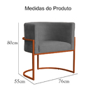 Poltrona Luana Base Em Metal Bronze Linho Cores - Ds Estofado