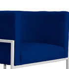 Poltrona Luana Base Metálica Branca Suede Azul Marinho - Vall