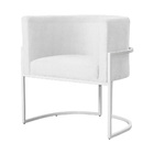 Poltrona Luana Base Metálica Branca Suede Branco - Vallisa De