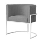 Poltrona Luana Base Metálica Branca Suede Cinza - Vallisa Dec