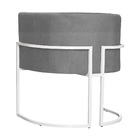 Poltrona Luana Base Metálica Branca Suede Cinza - Vallisa Dec