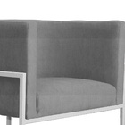 Poltrona Luana Base Metálica Branca Suede Cinza - Vallisa Dec