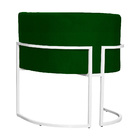 Poltrona Luana Base Metálica Branca Suede Verde - Vallisa Dec