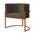 Poltrona Luana Base Metálica Cobre Linho Marrom - Vallisa Dec