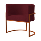 Poltrona Luana Base Metálica Cobre Suede Bordo - Vallisa Decor
