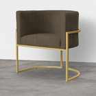 Poltrona Luana Base Metálica Dourada Linho Marrom - Vallisa D