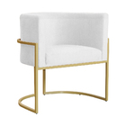 Poltrona Luana Base Metálica Dourada Suede Branco - Vallisa D