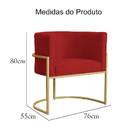 Poltrona Luana Base Metálica Dourada Suede Vermelho - Vallisa