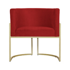 Poltrona Luana Base Metálica Dourada Suede Vermelho - Vallisa