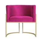 Poltrona Luana Base Metálica Dourada Veludo Pink - Vallisa De