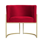 Poltrona Luana Base Metálica Dourada Veludo Vermelho - Vallis