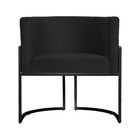 Poltrona Luana Base Metálica Preta Suede Preto - Vallisa Decor