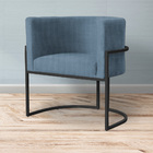 Poltrona Luana Base Preta Linho Cores - Ds Estofados - Azul