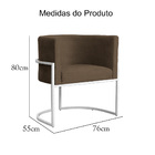 Poltrona Luana Linho Marrom Base Metálica Branca  - Vallisa D