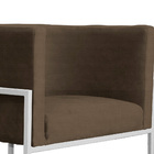 Poltrona Luana Linho Marrom Base Metálica Branca  - Vallisa D