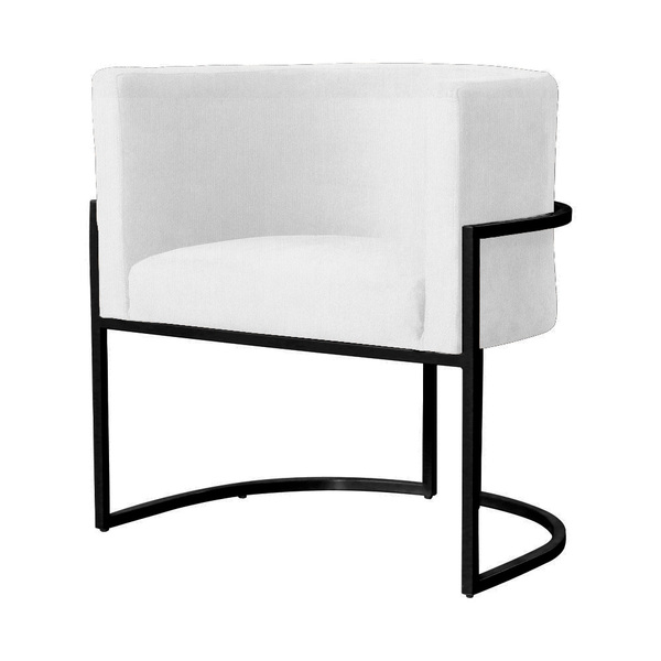 Poltrona Luana Suede Branco Base Metálica Preta - Vallisa Dec