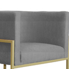 Poltrona Luana Suede Cinza Base Metálica Dourada - Vallisa De