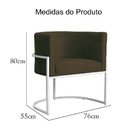 Poltrona Luana Suede Marrom Base Metálica Branca - Vallisa De