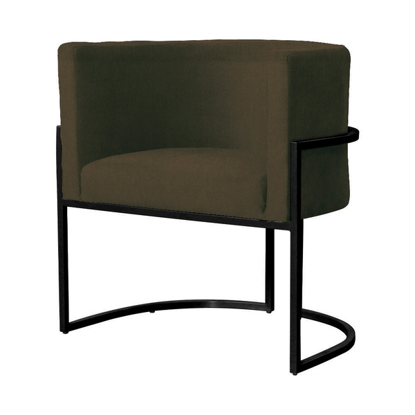 Poltrona Luana Suede Marrom Base Metálica Preta - Vallisa Dec