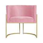 Poltrona Luana Suede Rosa Base Metálica Dourada - Vallisa Dec