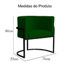 Poltrona Luana Suede Verde Base Metálica Preta - Vallisa Decor
