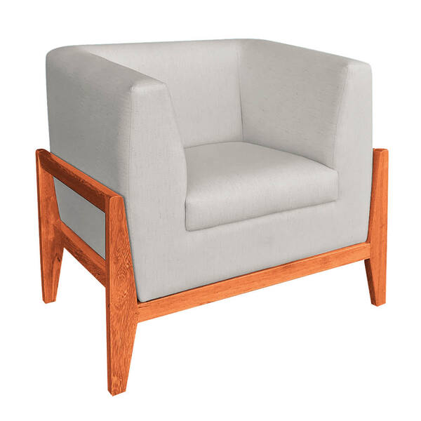 Poltrona Lucy Linho Base Madeira Castanho C05 - D'rossi  - Be