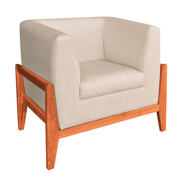 Poltrona Lucy Linho Base Madeira Castanho C05 - D'rossi  - Fi