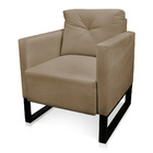 Poltrona Luisa Suede Marrom Rato Base Industrial Metálica Pre